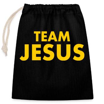 Team jesus - Closable cotton gift bag (25x30cm) - black - Front