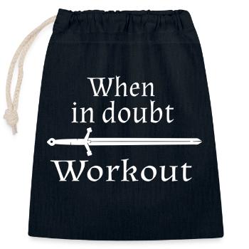 En cas de doute - Workout White - Sac cadeau en coton avec cordon (25 x 30 cm) - bleu marine - Devant