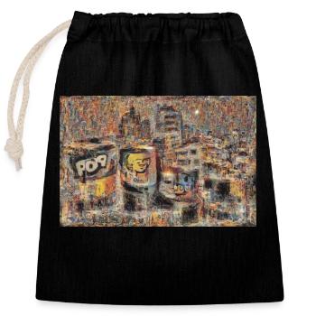 Pop Art City - Abstrakt Design - Verschließbarer Geschenkbeutel aus Baumwolle (25x30cm) - Schwarz - Vorne