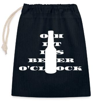 Oh it is beer o clock - Verschließbarer Geschenkbeutel aus Baumwolle (25x30cm) - Navy - Vorne