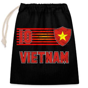 Équipe du Vietnam de football - Sac cadeau en coton avec cordon (25 x 30 cm) - noir - Devant