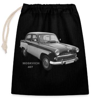 Moskvich 407 USSR Russia Oldtimer Ostalgie - Closable cotton gift bag (25x30cm) - black - Front