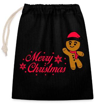 Gingerbread man - Closable cotton gift bag (25x30cm) - black - Front
