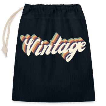 Vintage - Closable cotton gift bag (25x30cm) - navy - Front