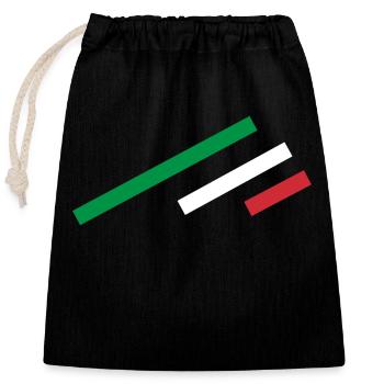 Italie Stripe - Sac cadeau en coton avec cordon (25 x 30 cm) - noir - Devant