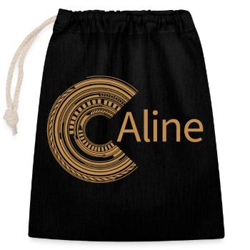 Für Aline - Verschließbarer Geschenkbeutel aus Baumwolle (25x30cm) - Schwarz - Vorne