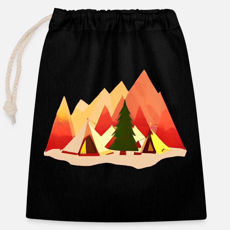 Camping Motorhome Gift Tents Caravan Camp - Closable cotton gift bag (25x30cm) - black
