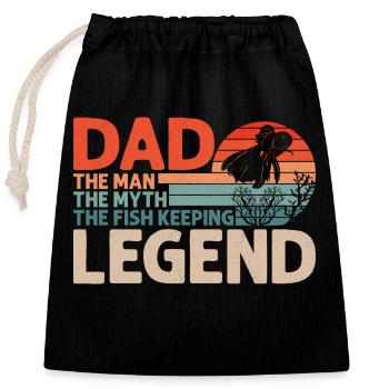 Dad The Man The Myth The Fish Keeping Legend Aquar - Verschließbarer Geschenkbeutel aus Baumwolle (25x30cm) - Schwarz - Vorne
