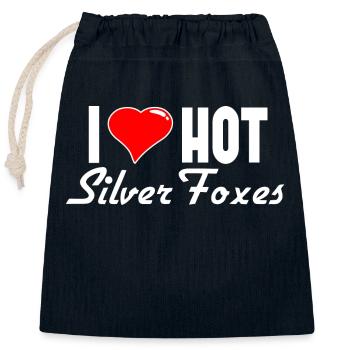 J’adore Hot Silver Foxes Women Saying - Sac cadeau en coton avec cordon (25 x 30 cm) - bleu marine - Devant