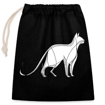 Cat fine line art on white background - Closable cotton gift bag (25x30cm) - black - Front