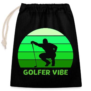 golfen, golfen, golfen, golf spielen - Verschließbarer Geschenkbeutel aus Baumwolle (25x30cm) - Schwarz - Vorne