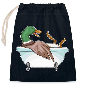 Duck Bathing Bathtub - Closable cotton gift bag (25x30cm) - navy - Front