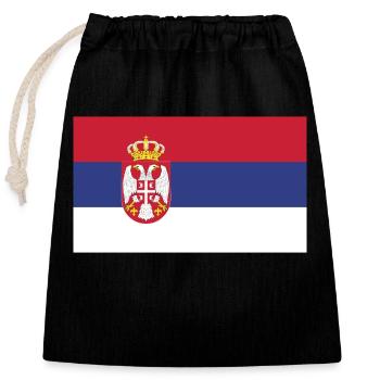 Serbia flag - Closable cotton gift bag (25x30cm) - black - Front