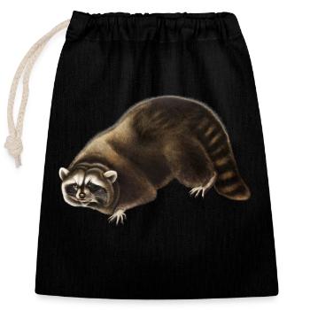 Racoon - Closable cotton gift bag (25x30cm) - black - Front