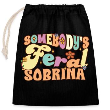 Somebody's Feral Sobrina Spanish Niece Family Pun - Verschließbarer Geschenkbeutel aus Baumwolle (25x30cm) - Schwarz - Vorne