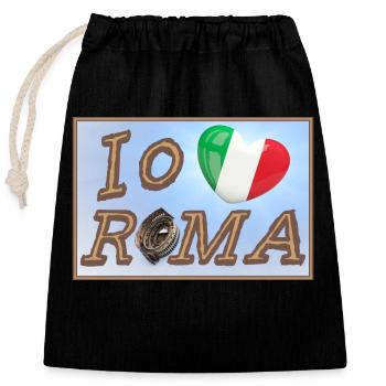 Io amo Roma - Verschließbarer Geschenkbeutel aus Baumwolle (25x30cm) - Schwarz - Vorne
