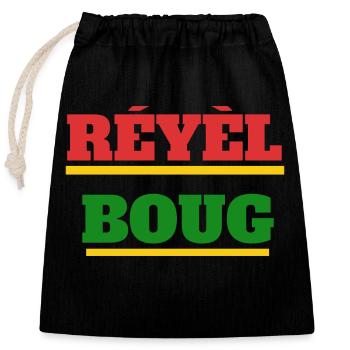 Réyèl Boug - Sac cadeau en coton avec cordon (25 x 30 cm) - noir - Devant