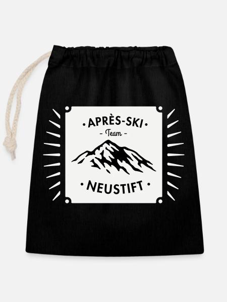 Après-Ski Neustift - Closable cotton gift bag (25x30cm) - black