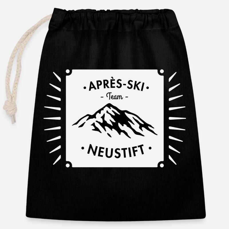 Après-Ski Neustift - Sac cadeau en coton avec cordon (25 x 30 cm) - noir