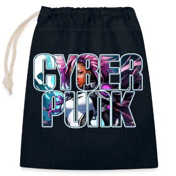 Cyber Punk - Black Girl Edition - Closable cotton gift bag (25x30cm) - navy - Front