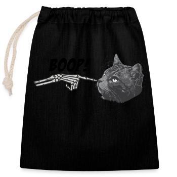 Black Cat Spooky Halloween Skeleton Main Grunge - Sac cadeau en coton avec cordon (25 x 30 cm) - noir - Devant