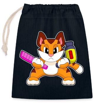 Tiger Friseur Kamm Föhn - Verschließbarer Geschenkbeutel aus Baumwolle (25x30cm) - Navy - Vorne