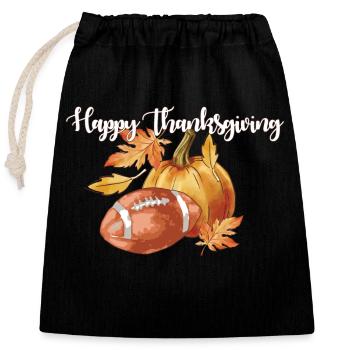 Tis The Season Happy Thanksgiving Football - Verschließbarer Geschenkbeutel aus Baumwolle (25x30cm) - Schwarz - Vorne