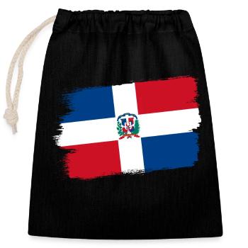 Drapeau de la République Dominicaine Cathédrale Rep Drapeau Voyage - Sac cadeau en coton avec cordon (25 x 30 cm) - noir - Devant