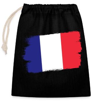 Frankreich Flagge Used Look Französische Fahne - Verschließbarer Geschenkbeutel aus Baumwolle (25x30cm) - Schwarz - Vorne