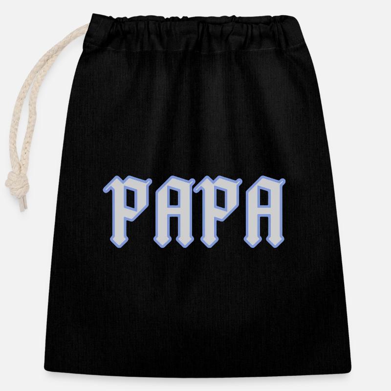 papa - Sac cadeau en coton avec cordon (25 x 30 cm) - noir