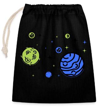 Univers - Sac cadeau en coton avec cordon (25 x 30 cm) - noir - Devant
