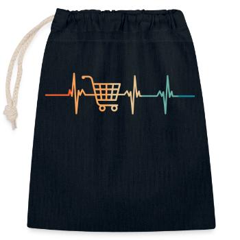 Herzschlagkorb - Verschließbarer Geschenkbeutel aus Baumwolle (25x30cm) - Navy - Vorne