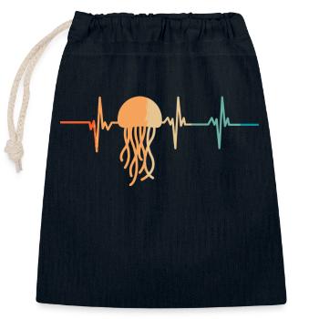 Herzschlag-Quallen - Verschließbarer Geschenkbeutel aus Baumwolle (25x30cm) - Navy - Vorne