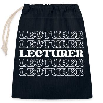 Lecturer Teacher Instructor Speaker Educator - Closable cotton gift bag (25x30cm) - navy - Front