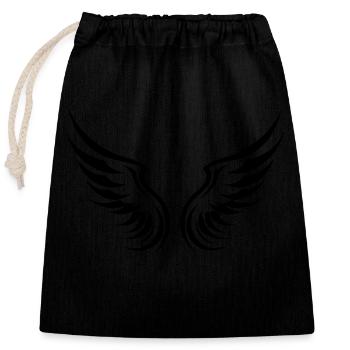 Silhouette de symbole d’ailes - Sac cadeau en coton avec cordon (25 x 30 cm) - noir - Devant