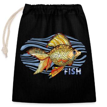 Poisson - Sac cadeau en coton avec cordon (25 x 30 cm) - noir - Devant