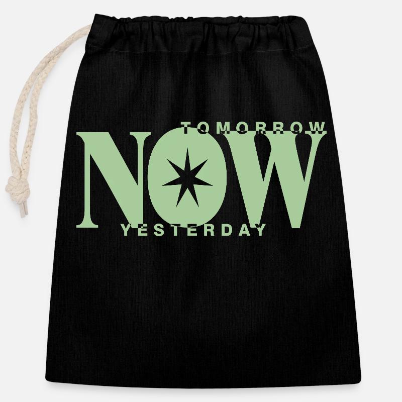 tomorrow now yesterday - Closable cotton gift bag (25x30cm) - black