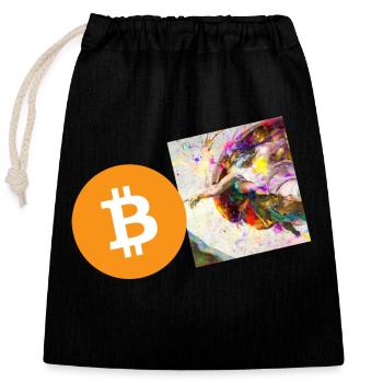 Main de création de crypto-monnaies 6 Bitcoin BTC - Sac cadeau en coton avec cordon (25 x 30 cm) - noir - Devant