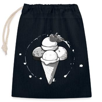 Ice Cream - Closable cotton gift bag (25x30cm) - navy - Front