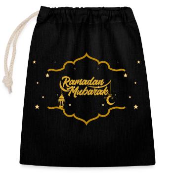 Ramadan Mubarak Golden Blessings - Closable cotton gift bag (25x30cm) - black - Front