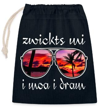 zwickts mi i moa i dram, holiday feeling, dialect - Closable cotton gift bag (25x30cm) - navy - Front