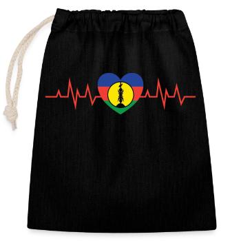 cadeau design kanak drapeau Nouvelle Calédonie - Sac cadeau en coton avec cordon (25 x 30 cm) - noir - Devant