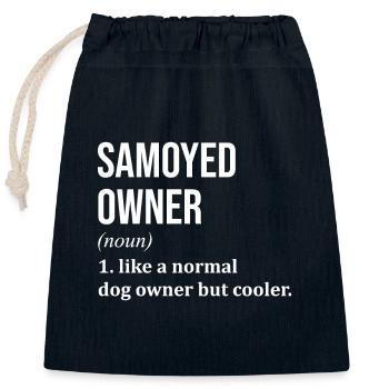 Samoyed - Closable cotton gift bag (25x30cm) - navy - Front