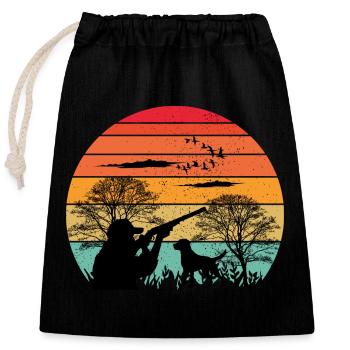 Hunt Ready - Hunting Apparel Retro Design - Verschließbarer Geschenkbeutel aus Baumwolle (25x30cm) - Schwarz - Vorne