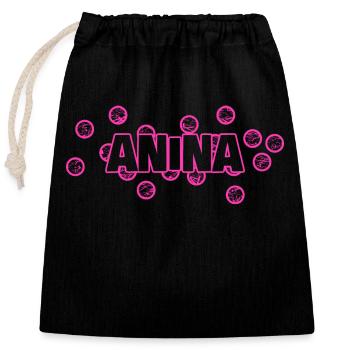 Gift for Anina - Closable cotton gift bag (25x30cm) - black - Front
