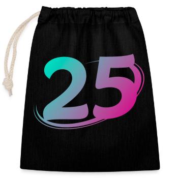 Numéro 25 multicolore - Sac cadeau en coton avec cordon (25 x 30 cm) - noir - Devant