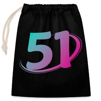 Number 51 multicolor - Closable cotton gift bag (25x30cm) - black - Front