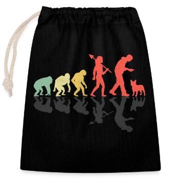 Evolution Bouledogue Français Frenchie Dog Lover Bulldo - Sac cadeau en coton avec cordon (25 x 30 cm) - noir - Devant