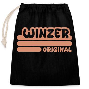 Profession: Winemaker - Closable cotton gift bag (25x30cm) - black - Front