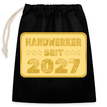 2027 - Closable cotton gift bag (25x30cm) - black - Front